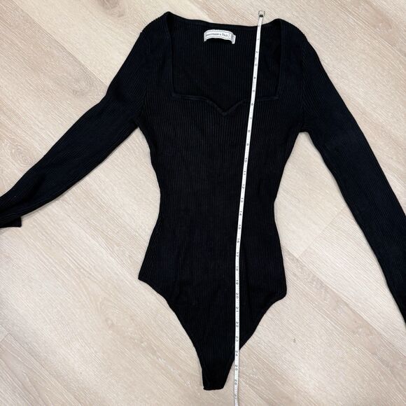Abercrombie Fitch Sweetheart Square Neck Knit Bodysuit M Balletcore Goth Grunge - Picture 12 of 12